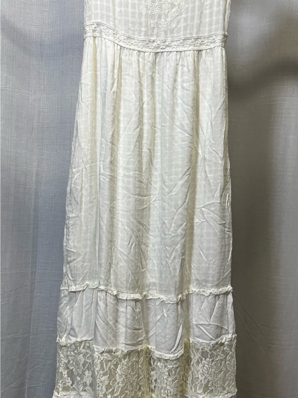 Lace-Trim White Maxi Skirt